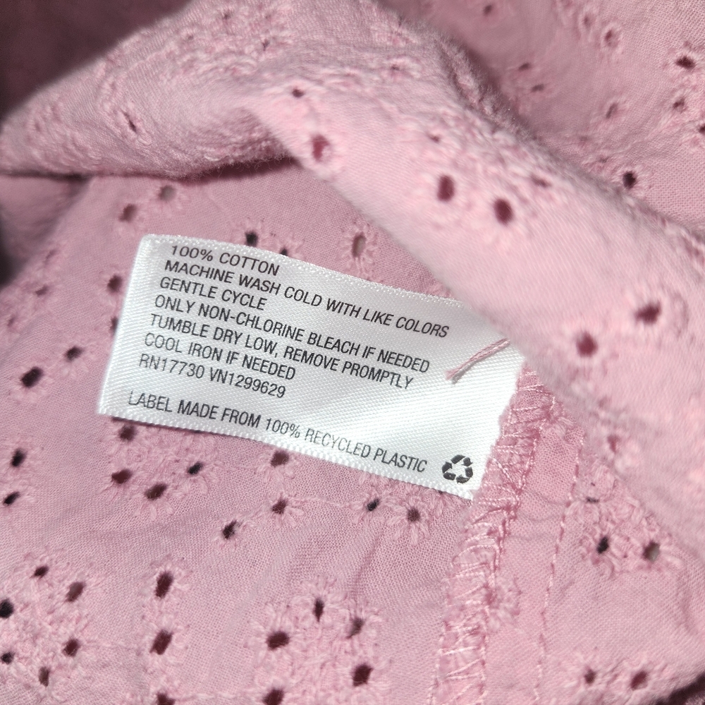 EUC Wild Fable "Eyelet Puff Sleeve Peplum Style Crop Top" 100% Cotton Pink💗 XXL - Picture 6 of 8